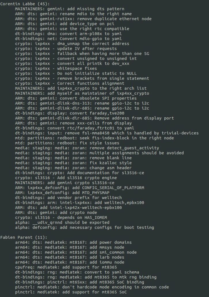 git shortlog of 5.14