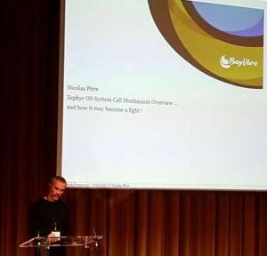 Nicolas presenting on stage